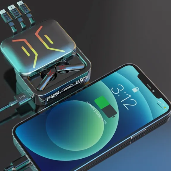 Bežične TWS slušalice + Powerbank sa 3 nastavka za punjenje