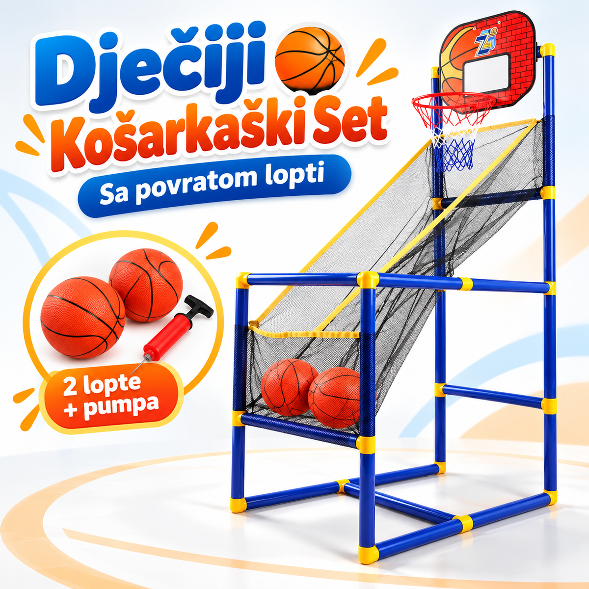 Dječiji Košarkaški Set sa Automatskim Povratom Lopti