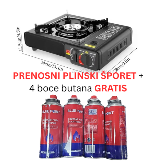Prenosni Plinski Šporet + 4 Boce Butana GRATIS