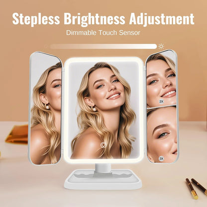 Trifold LED Ogledalo za Šminkanje + Beauty Ogledalo GRATIS