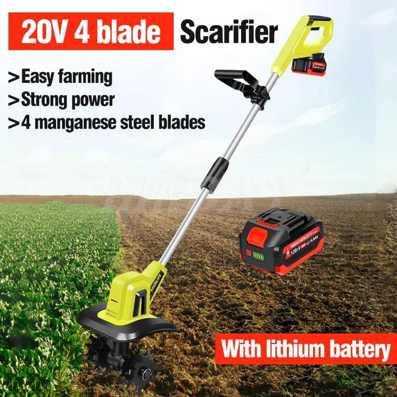 Akumulatorski Električni Kultivator 20V – Ručna Freza Za Sjetvu sa 4 Čelična Noža
