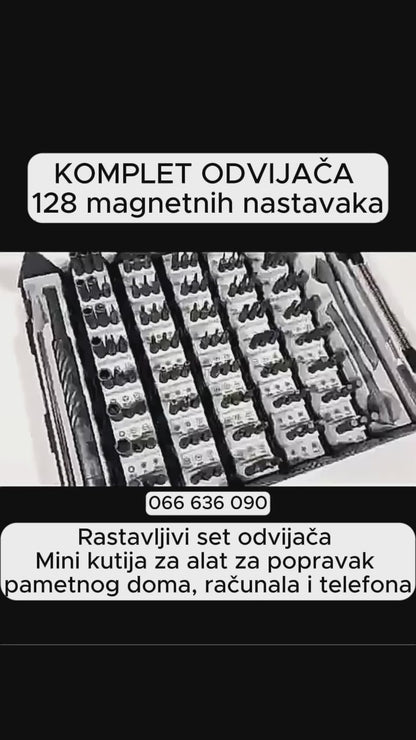 Komplet Odvijača – 128 Magnetnih Nastavaka za ELEKTRONIKU, namještaj, AUTA, bijelu tehniku