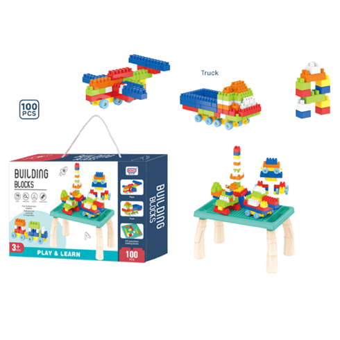 Multifunkcionalni sto za slaganje kockica sa kockicama i stolicom